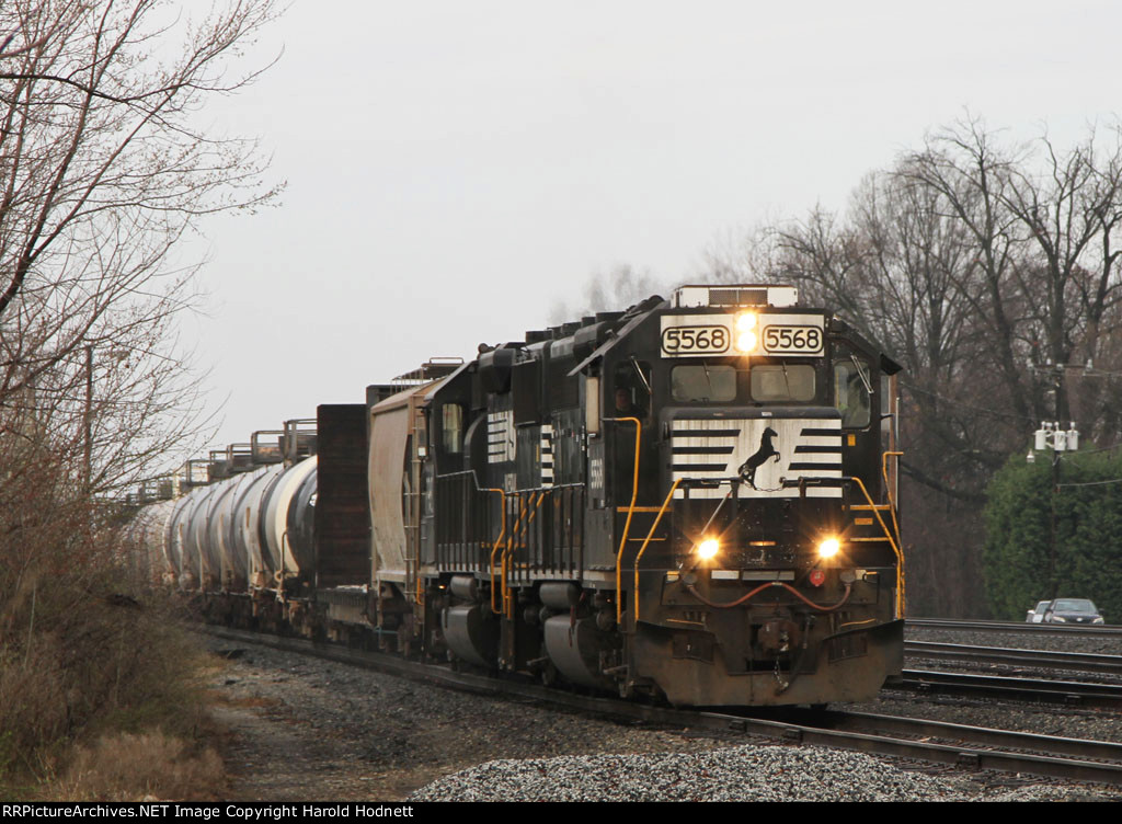 NS 5568 leads train P10 down the yard lead